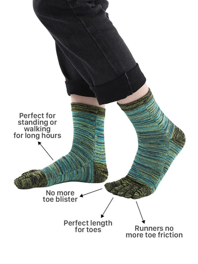 Men's Cotton Athletic Five Finger socks, blue-yellow