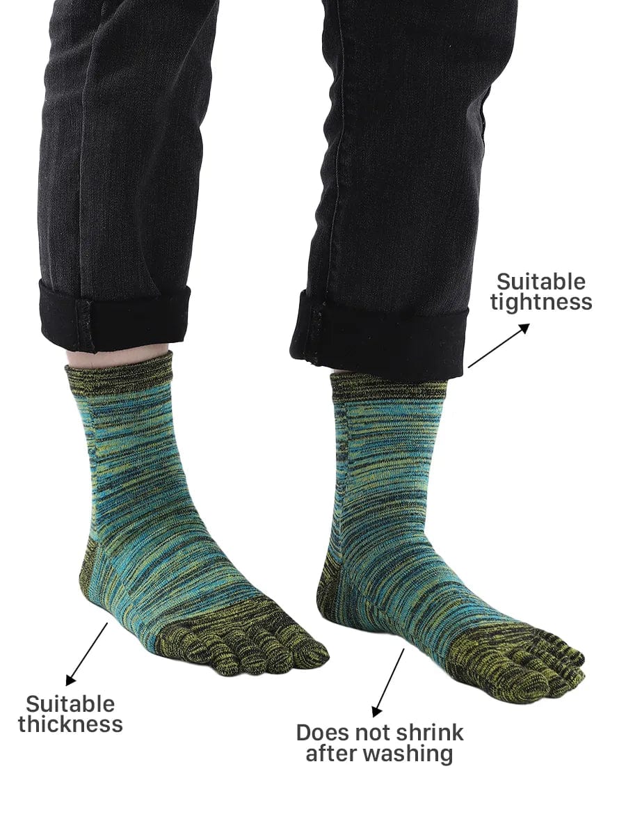 Men's Cotton Athletic Five Finger socks, blue-yellow