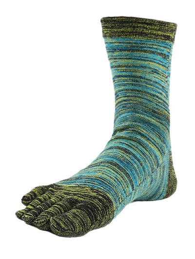 Men's Cotton Athletic Five Finger socks, blue-yellow