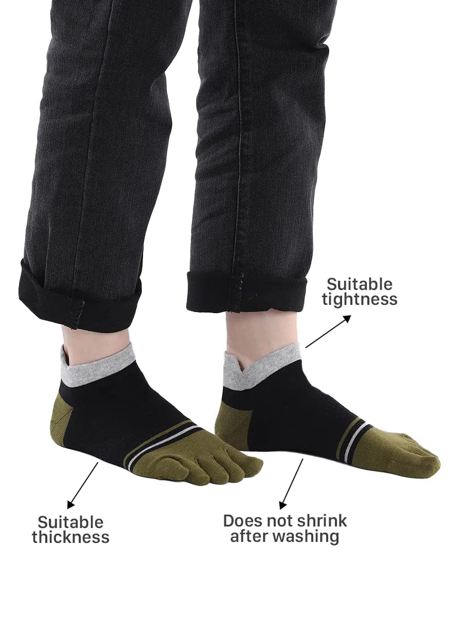 men's mix color five finger cotton socks, green & black