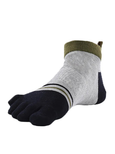 men's mix color five finger cotton socks, black & grey