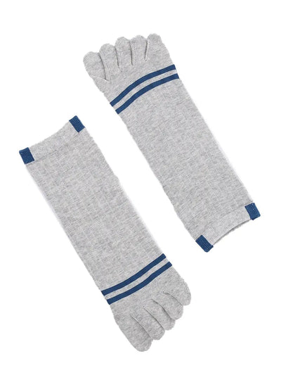 men's five finger cotton socks stripe pattern, grey