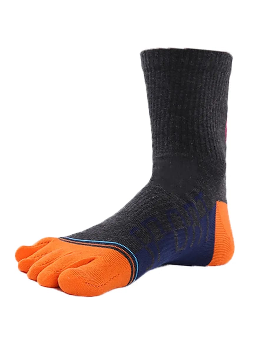 men's five finger cotton socks cartoon pattern, orange