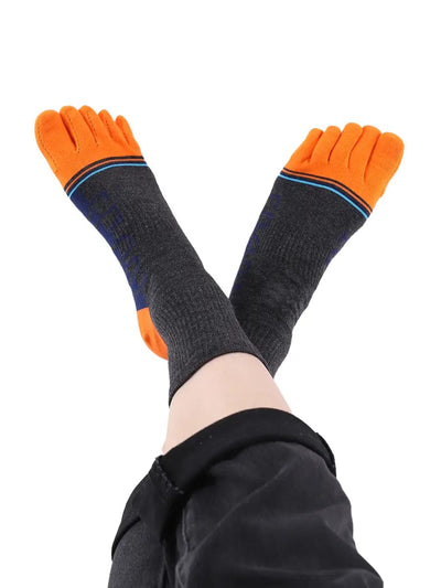 men's five finger cotton socks cartoon pattern, orange