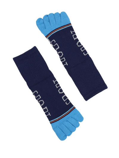 men's five finger cotton socks cartoon pattern, blue