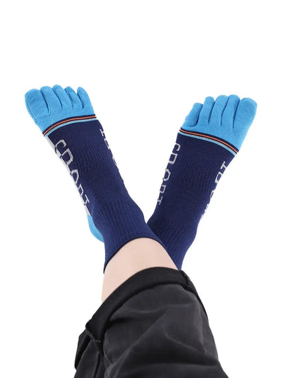 men's five finger cotton socks cartoon pattern, blue
