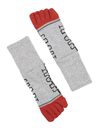 men's five finger cotton socks cartoon pattern, red