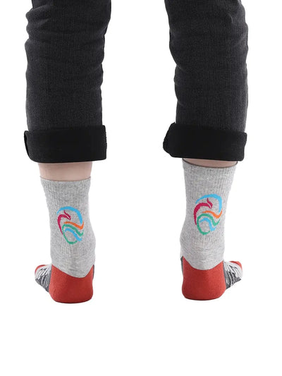 men's five finger cotton socks cartoon pattern, red
