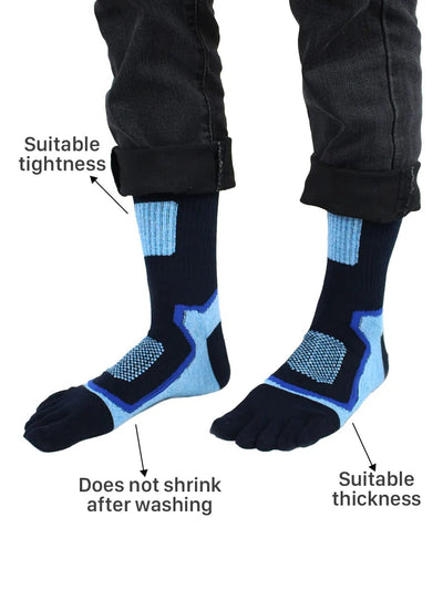 Premium-"6 Pairs"-Men's Five Toe Socks Organic Cotton Mix Colors
