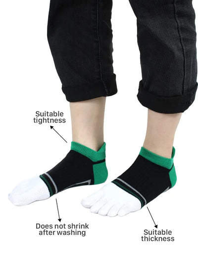 Men's five finger cotton toe socks low cut, black