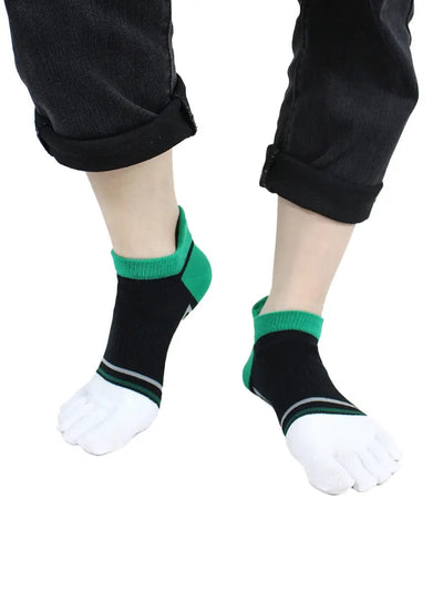 Men's five finger cotton toe socks low cut, black