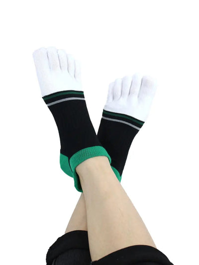 Men's five finger cotton toe socks low cut, black