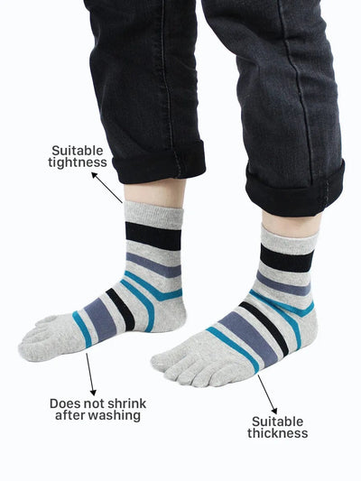 Premium-"5 Pair"-Women's Plus Size Five-toe Crew Socks All Seasons