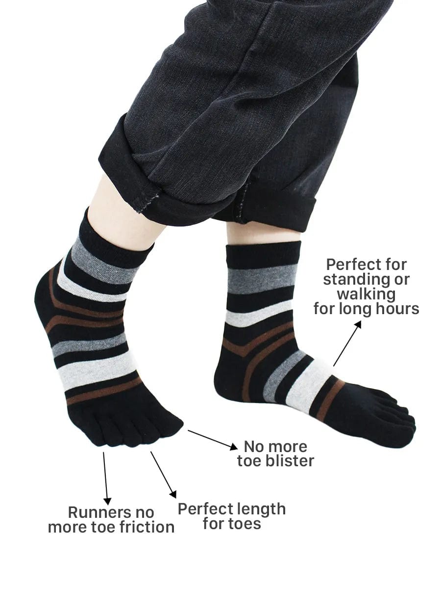 Premium-"5 Pair"-Women's Plus Size Five-toe Crew Socks All Seasons