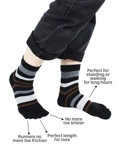 Premium-"5 Pair"-Women's Plus Size Five-toe Crew Socks All Seasons