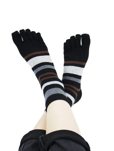 Premium-"5 Pair"-Women's Plus Size Five-toe Crew Socks All Seasons