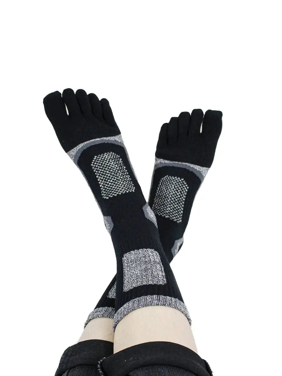 stripe men's five finger cotton socks, yellow