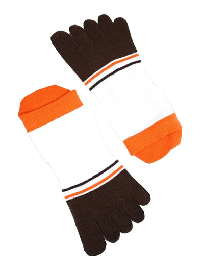 stripe men's five finger cotton toe socks, white
