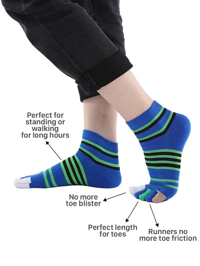 Men's five finger cotton toe socks low cut, white