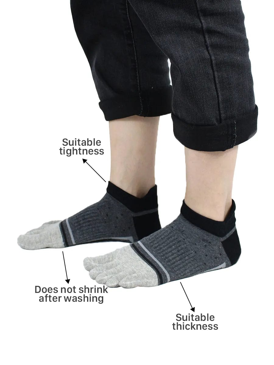 men's mix color five finger cotton toe socks with blue stripe