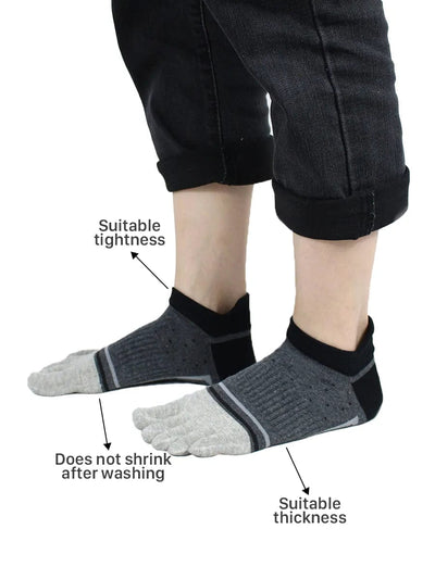 men's mix color five finger cotton toe socks with blue stripe