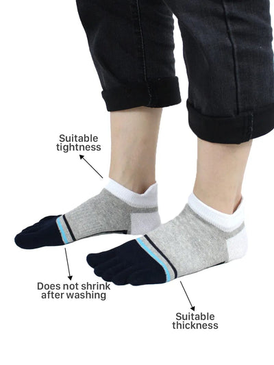men's mix color five finger cotton socks with yellow stripe