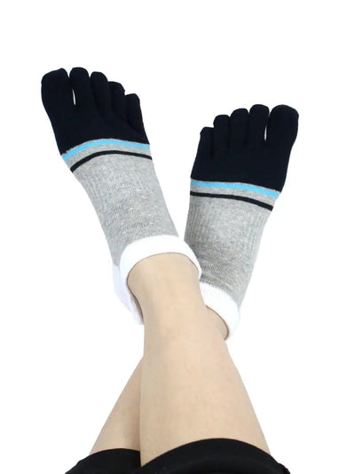Men's five finger cotton toe socks low cut, light grey