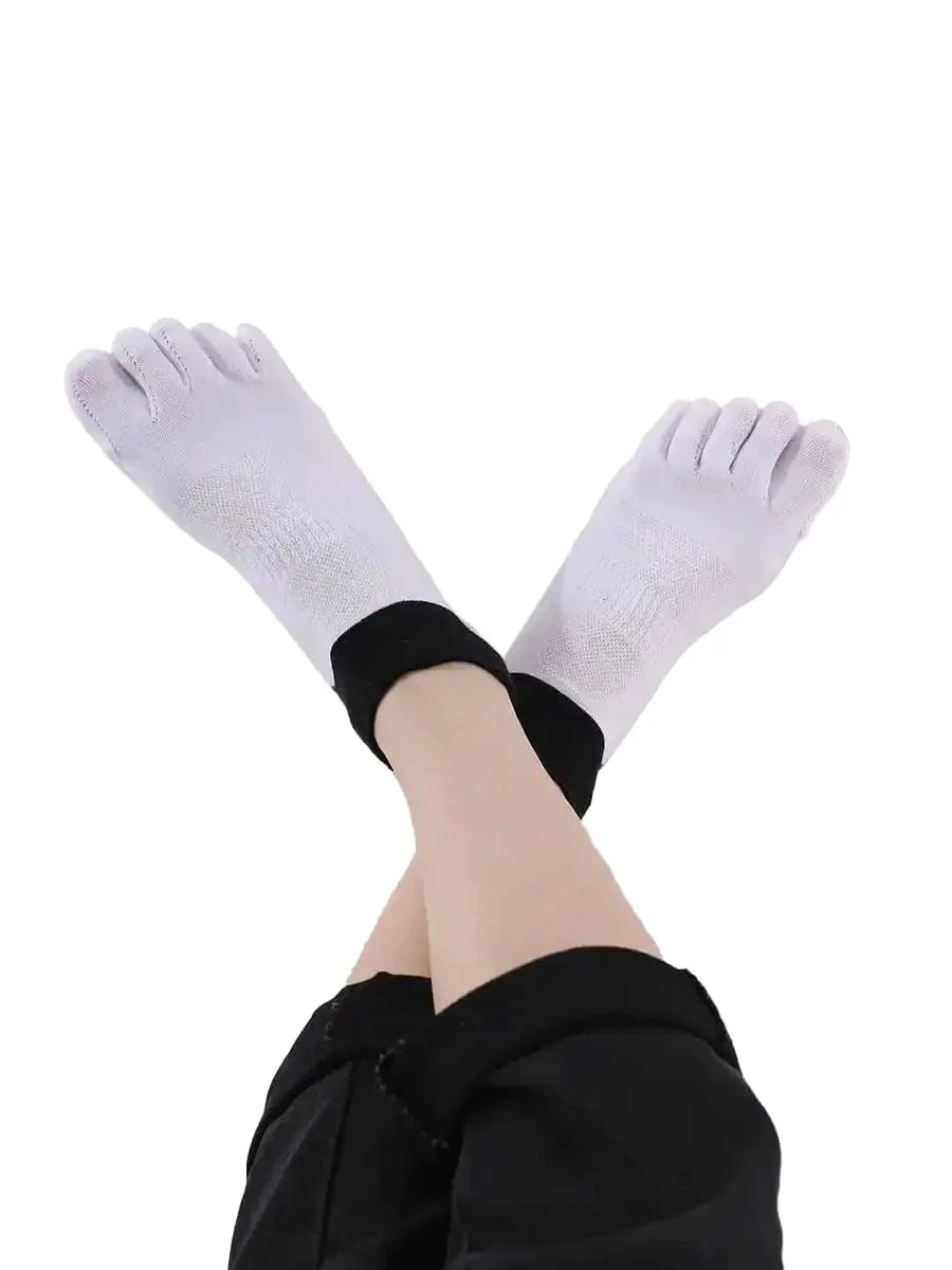 Premium-"5 Pair"-Women's plus size Cotton Athletic Five Finger Ankle Toe Socks Low Cut  All Season