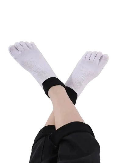 Premium-"5 Pair"-Women's plus size Cotton Athletic Five Finger Ankle Toe Socks Low Cut  All Season