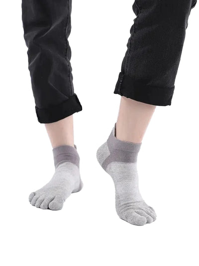 Premium-"5 Pair"-Women's plus size Cotton Athletic Five Finger Ankle Toe Socks Low Cut  All Season