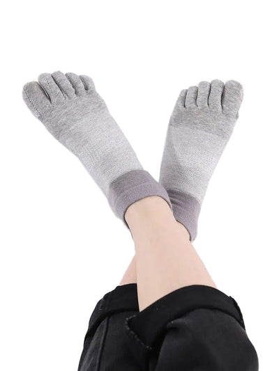 Premium-"5 Pair"-Women's plus size Cotton Athletic Five Finger Ankle Toe Socks Low Cut  All Season