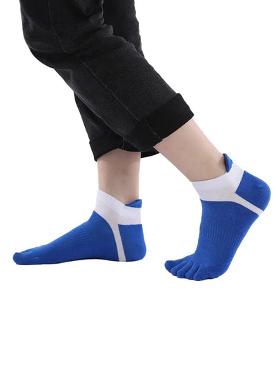 Men's Cotton Athletic Five Finger socks low cut, BLUE