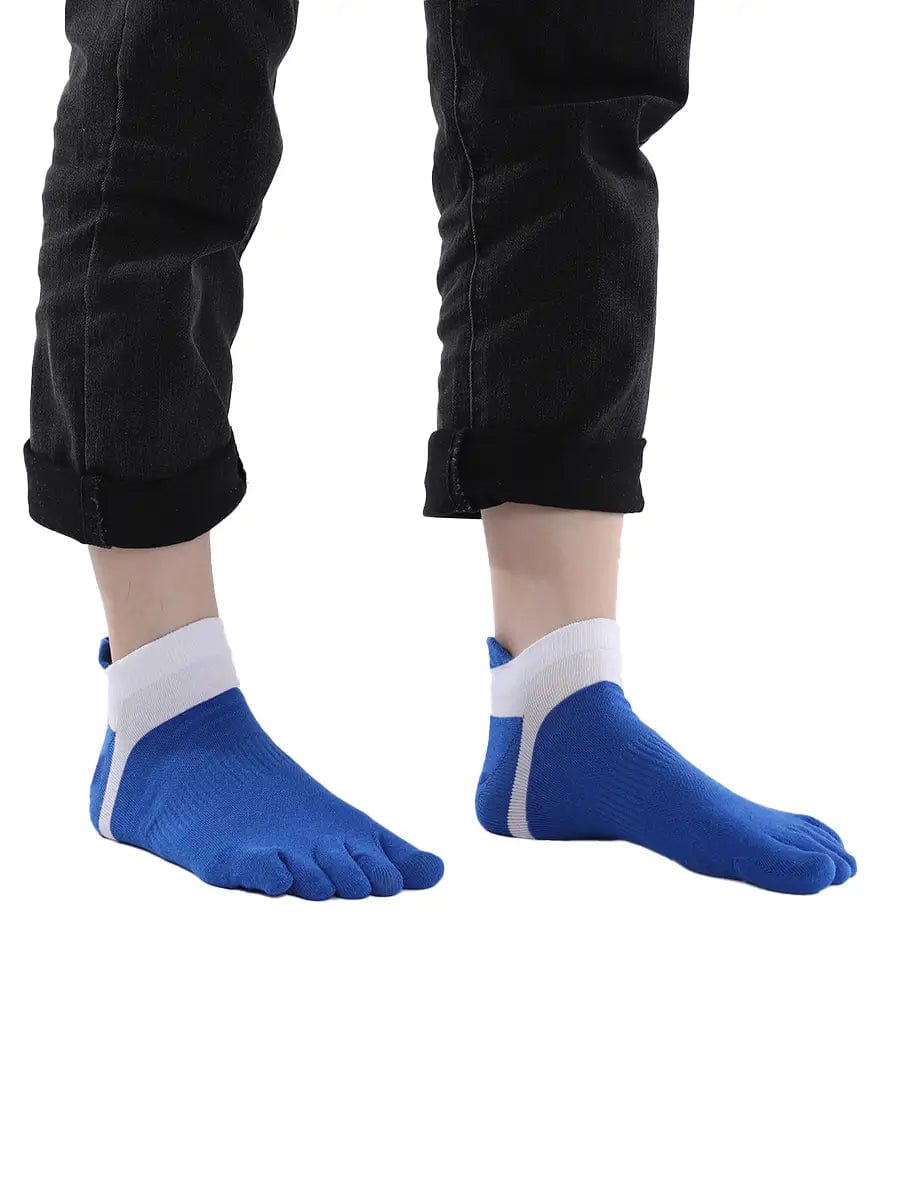 Men's Cotton Athletic Five Finger socks low cut, BLUE