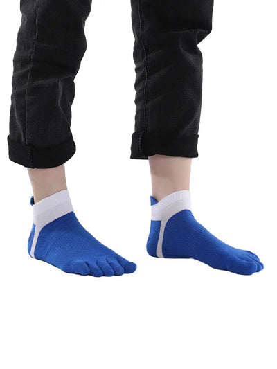 Men's Cotton Athletic Five Finger socks low cut, BLUE