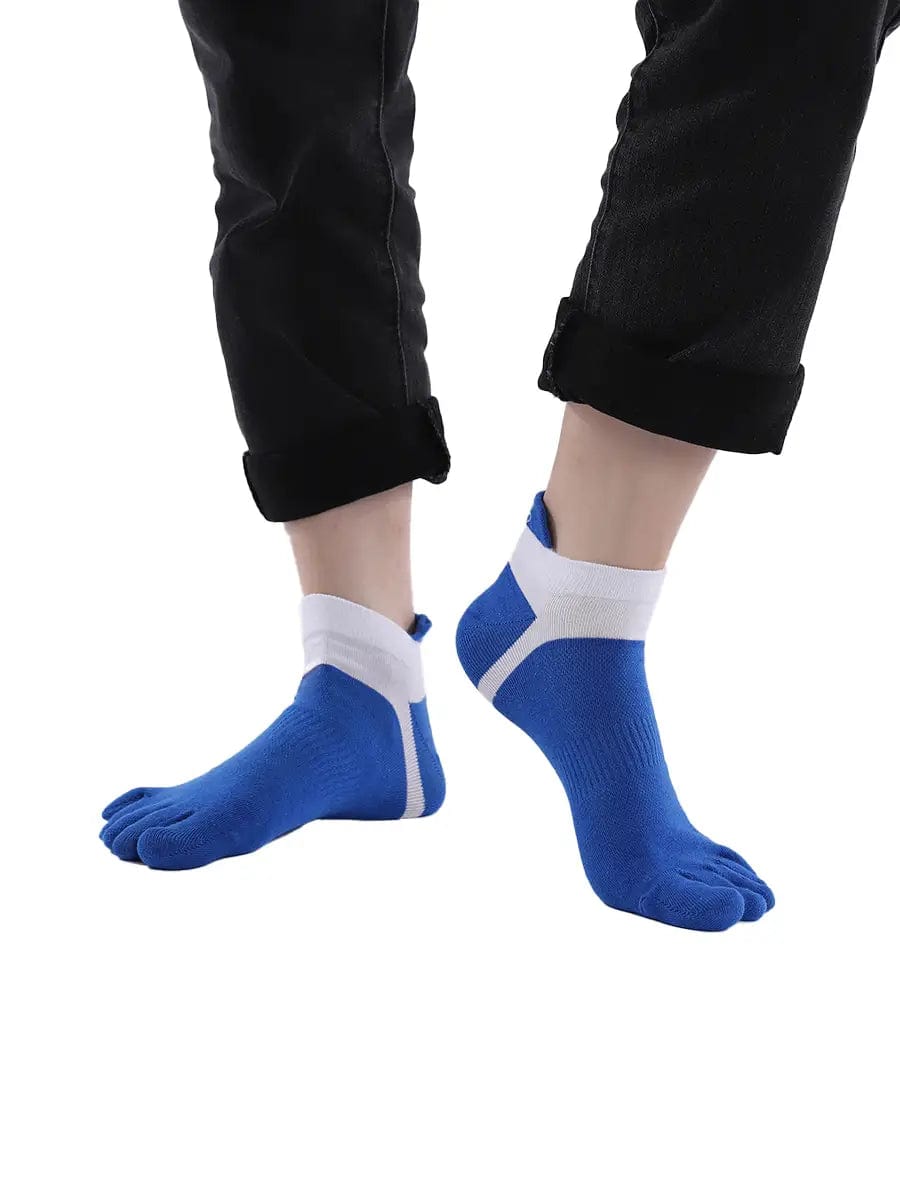 Men's Cotton Athletic Five Finger socks low cut, BLUE