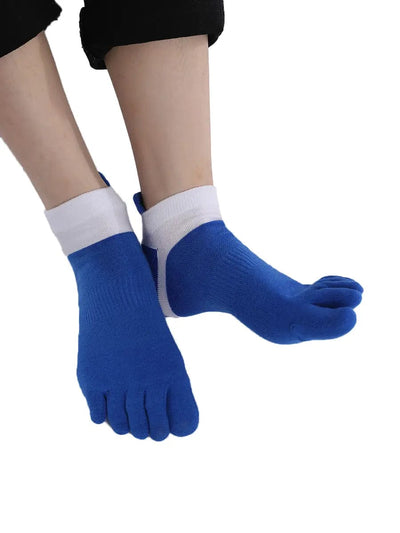 Men's Cotton Athletic Five Finger socks low cut, BLUE
