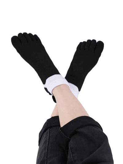 Premium-"5 Pair"-Women's plus size Cotton Athletic Five Finger Ankle Toe Socks Low Cut  All Season