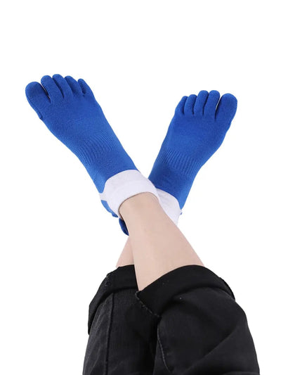 Men's Cotton Athletic Five Finger socks low cut, BLUE