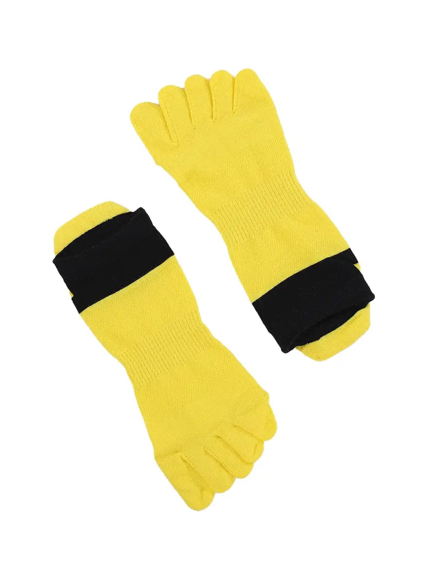 Men's Cotton Athletic Five Finger socks low cut, yellow