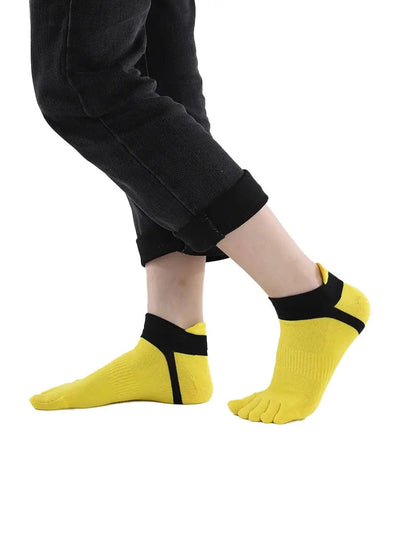 Men's Cotton Athletic Five Finger socks low cut, yellow