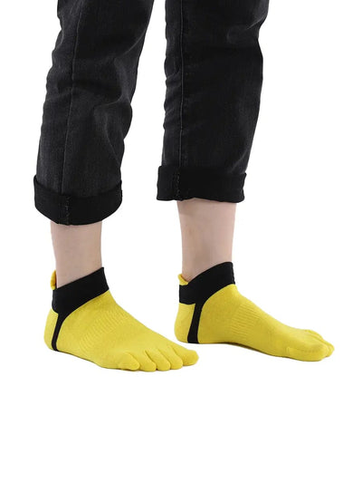 Men's Cotton Athletic Five Finger socks low cut, yellow