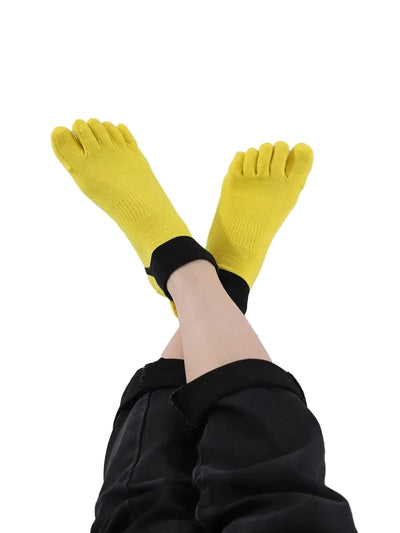 Premium-"5 Pair"-Women's plus size Cotton Athletic Five Finger Ankle Toe Socks Low Cut  All Season