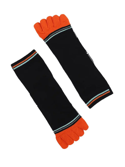 men's mix color five finger cotton socks, orange