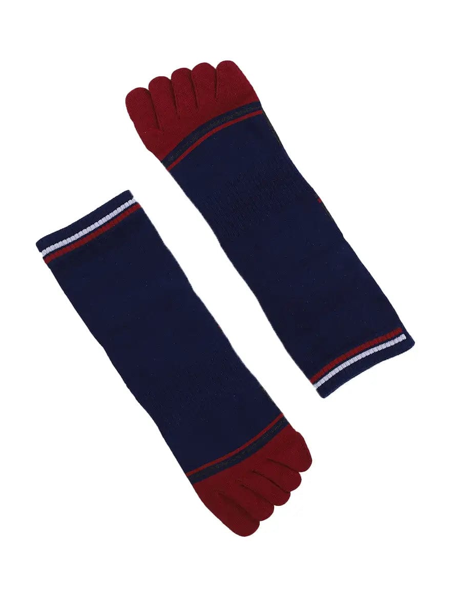 men's mix color five finger cotton socks, red