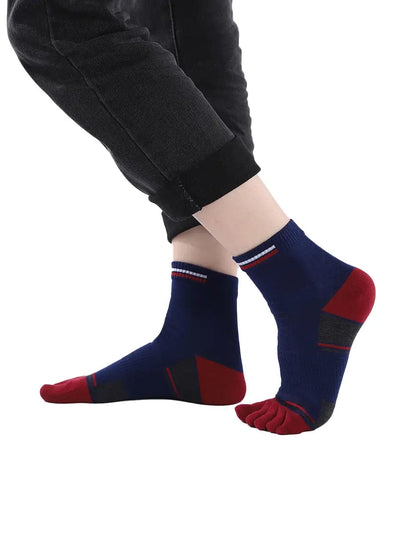 men's mix color five finger cotton socks, red