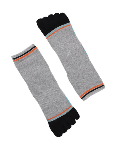 men's mix color five finger cotton socks, black