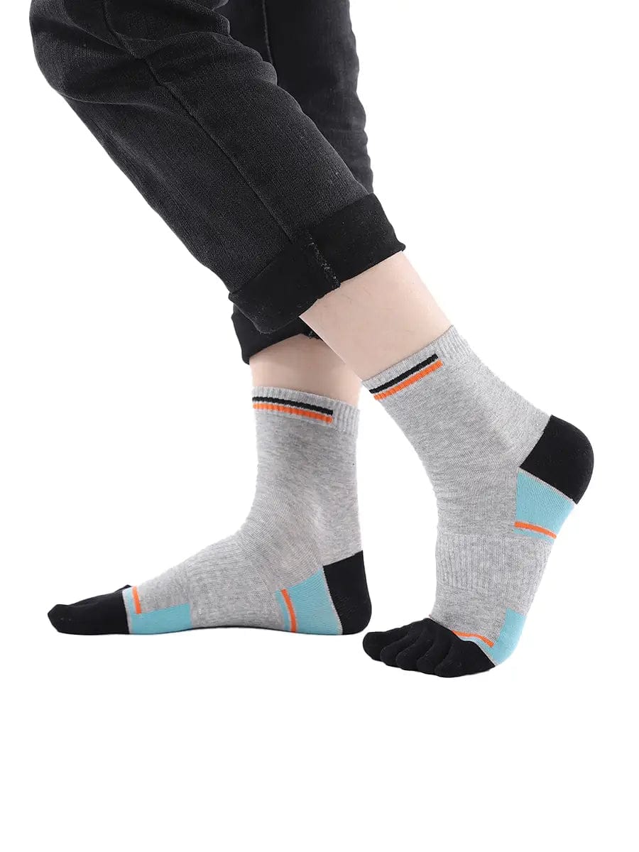 men's mix color five finger cotton socks, black