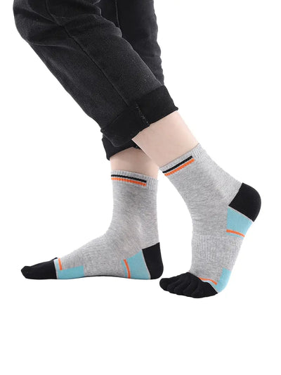 men's mix color five finger cotton socks, black