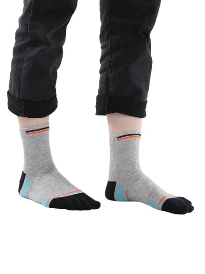 men's mix color five finger cotton socks, black