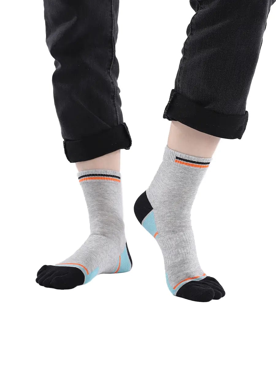 men's mix color five finger cotton socks, black